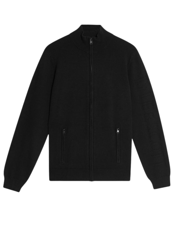 LYLE & SCOTT Mesh Logo Knitted Track Jacket Jet Black - MAISONDEFASHION.COM