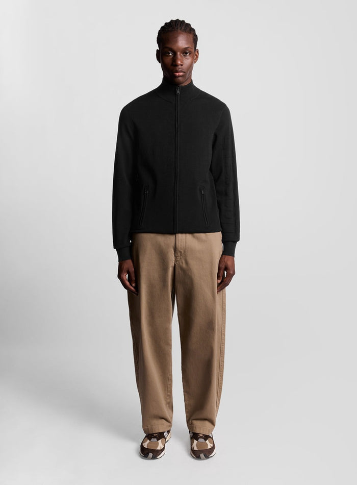 LYLE & SCOTT Mesh Logo Knitted Track Jacket Jet Black - MAISONDEFASHION.COM