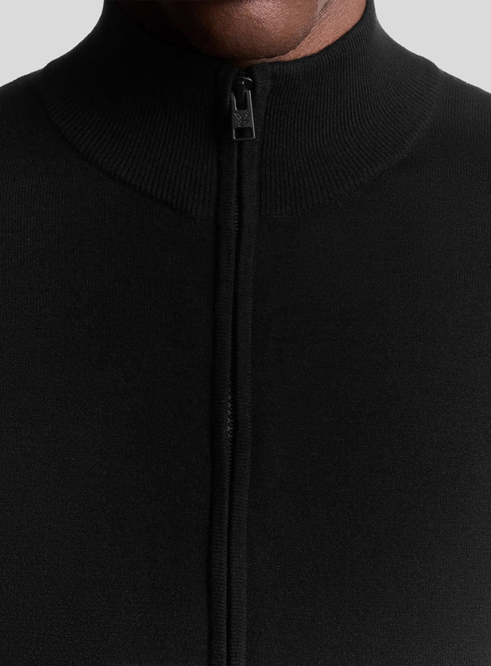 LYLE & SCOTT Mesh Logo Knitted Track Jacket Jet Black - MAISONDEFASHION.COM