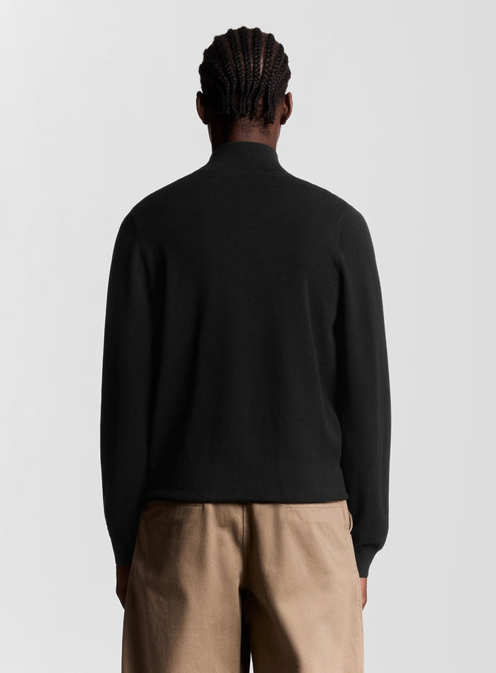 LYLE & SCOTT Mesh Logo Knitted Track Jacket Jet Black - MAISONDEFASHION.COM