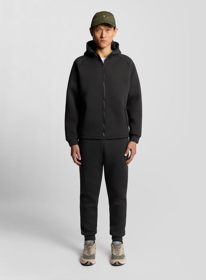 LYLE & SCOTT Neoprene Full Zip Hoodie Jet Black - MAISONDEFASHION.COM