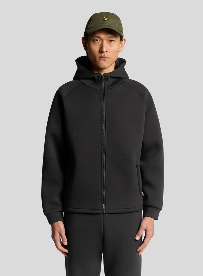 LYLE & SCOTT Neoprene Full Zip Hoodie Jet Black - MAISONDEFASHION.COM