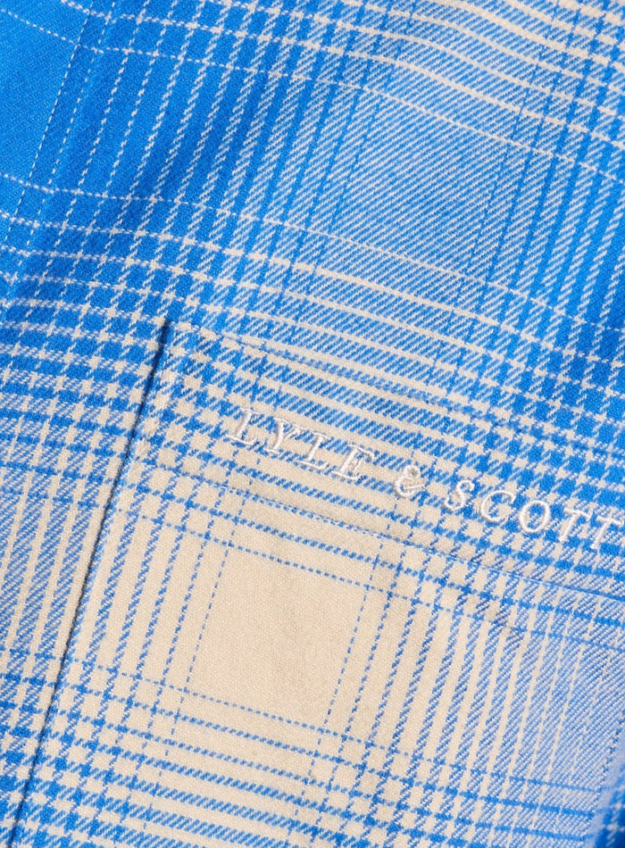 LYLE & SCOTT Ombre Check Flannel Shirt Putty Strobe Blue - MAISONDEFASHION.COM