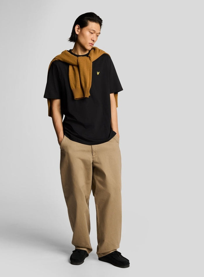 LYLE & SCOTT Oversized Cotton Crew Neck T-Shirt Jet Black - MAISONDEFASHION.COM
