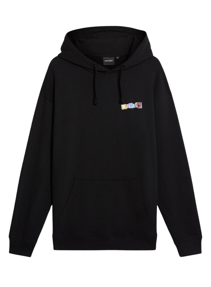 LYLE & SCOTT Paper Letters Graphic Hoodie Jet Black - MAISONDEFASHION.COM