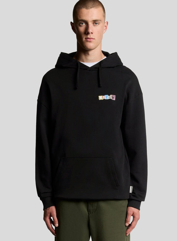 LYLE & SCOTT Paper Letters Graphic Hoodie Jet Black - MAISONDEFASHION.COM