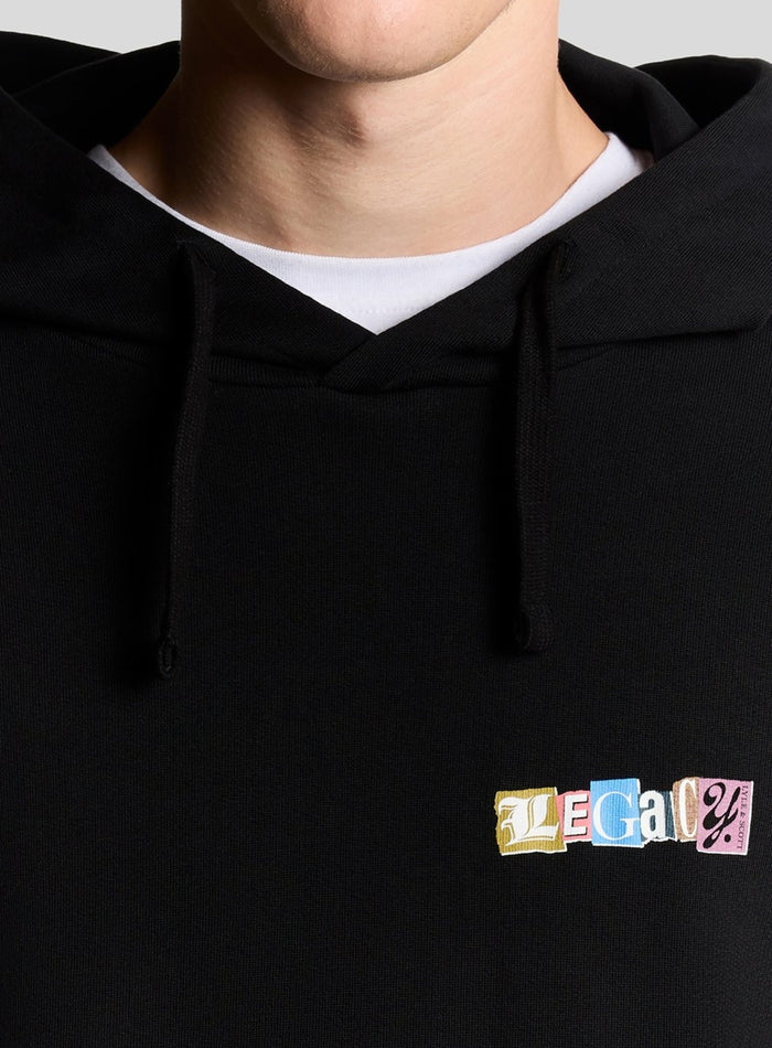 LYLE & SCOTT Paper Letters Graphic Hoodie Jet Black - MAISONDEFASHION.COM