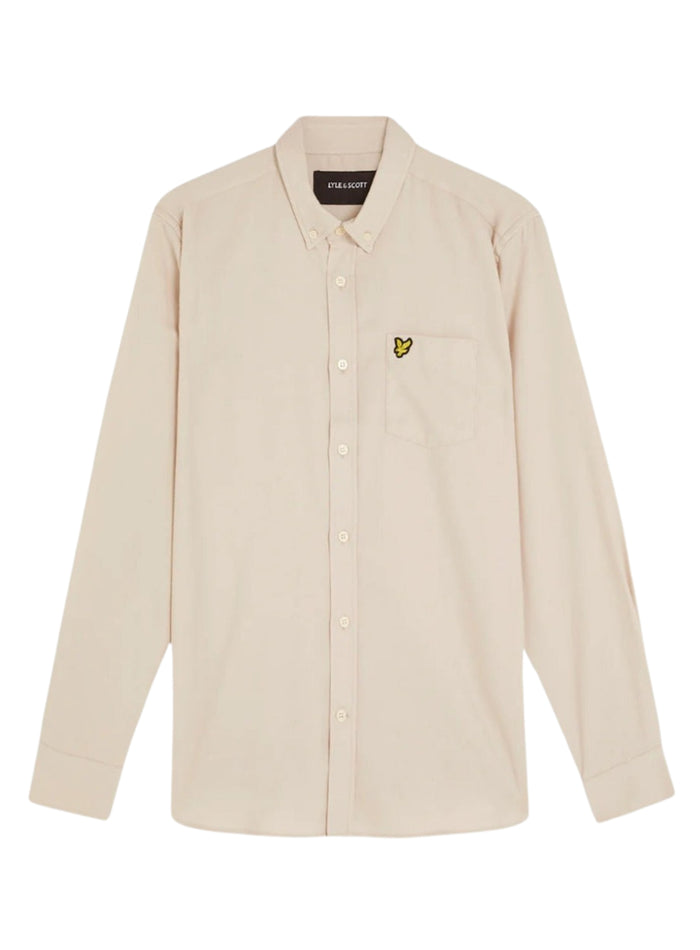 LYLE & SCOTT Plain Flannel Shirt Putty - MAISONDEFASHION.COM