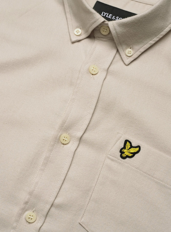 LYLE & SCOTT Plain Flannel Shirt Putty - MAISONDEFASHION.COM