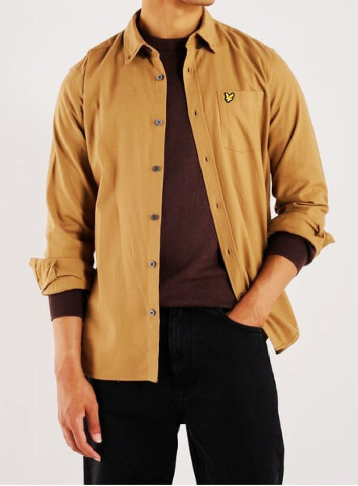 LYLE & SCOTT Plain Flannel Shirt Tigers Eye Orange - MAISONDEFASHION.COM
