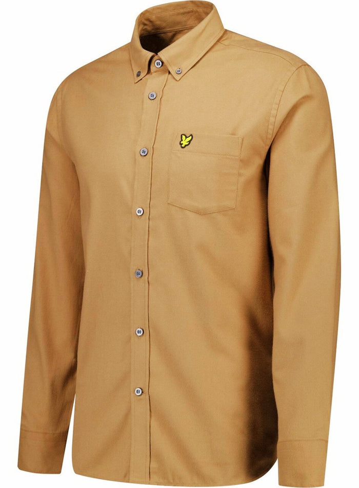 LYLE & SCOTT Plain Flannel Shirt Tigers Eye Orange - MAISONDEFASHION.COM
