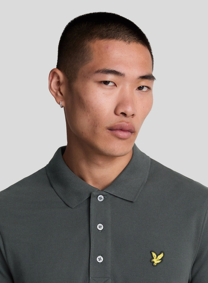 LYLE & SCOTT Plain Organic Cotton Polo Shirt Gunmetal - MAISONDEFASHION.COM
