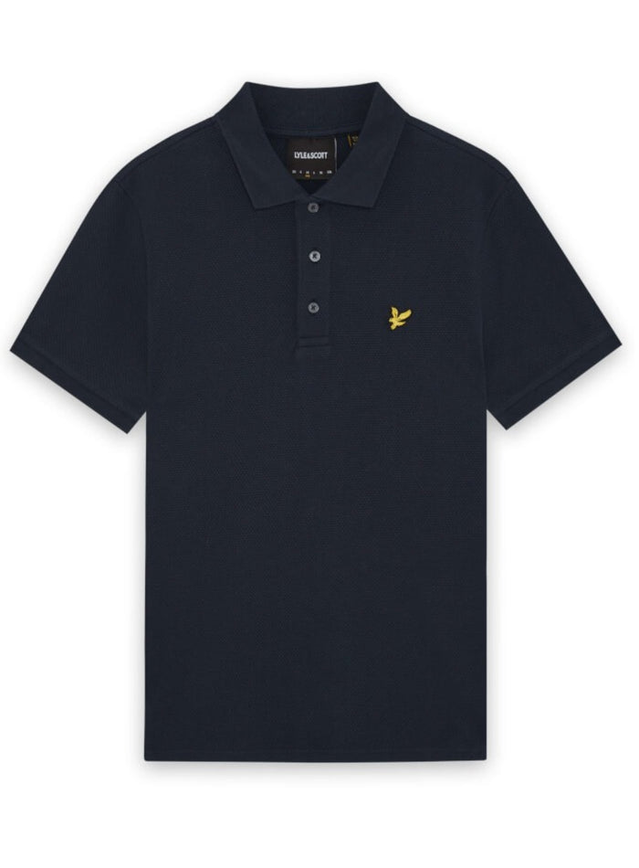 LYLE & SCOTT Popcorn Jacquard Polo Shirt Dark Navy - MAISONDEFASHION.COM