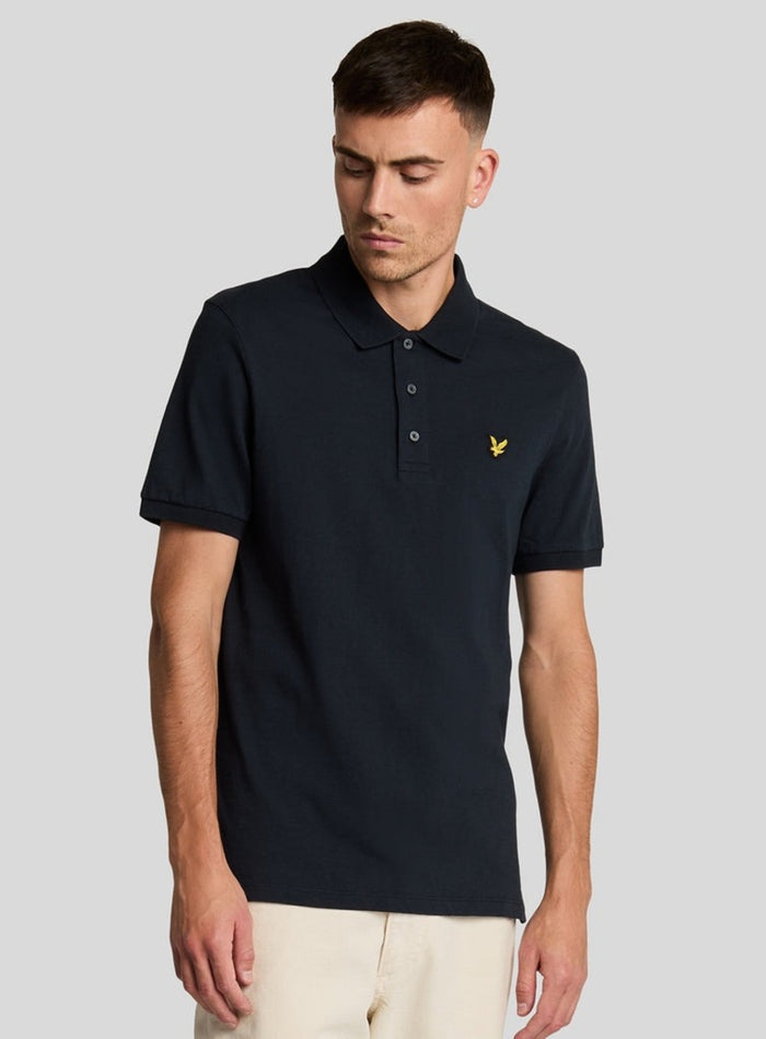 LYLE & SCOTT Popcorn Jacquard Polo Shirt Dark Navy - MAISONDEFASHION.COM