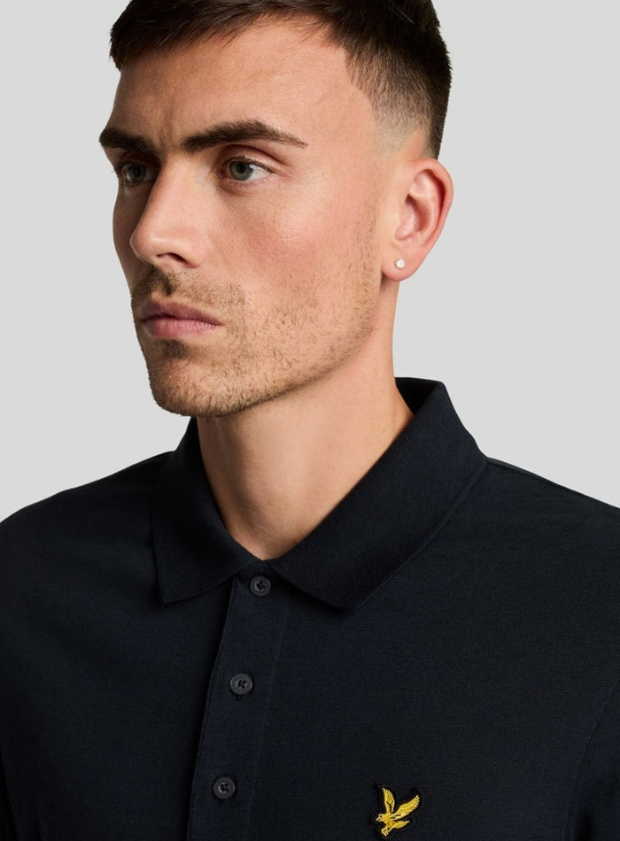 LYLE & SCOTT Popcorn Jacquard Polo Shirt Dark Navy - MAISONDEFASHION.COM