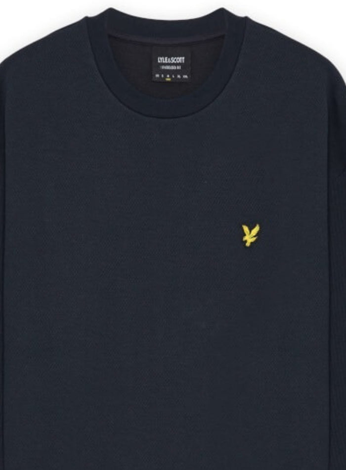 LYLE & SCOTT Raised Jacquard Crew Neck Sweatshirt Dark Navy - MAISONDEFASHION.COM