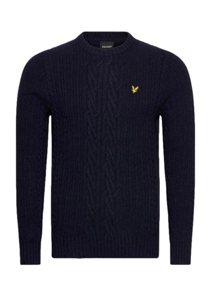 LYLE & SCOTT Ribbed Cable Knit Jumper Dark Navy Marl - MAISONDEFASHION.COM