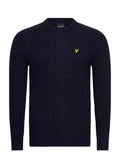 LYLE & SCOTT Ribbed Cable Knit Jumper Dark Navy Marl - MAISONDEFASHION.COM