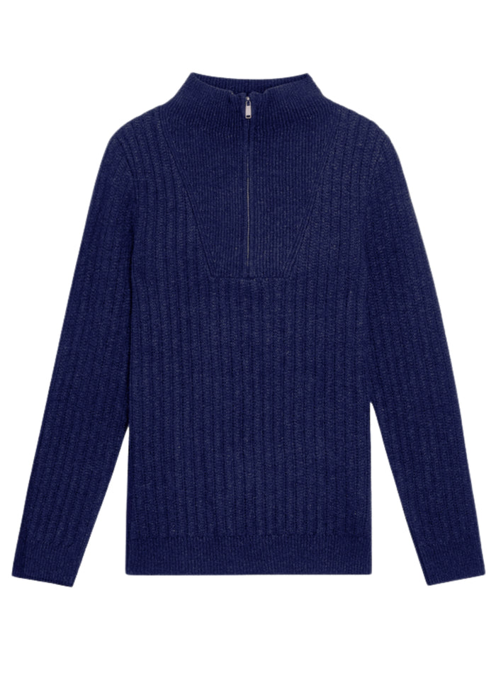 LYLE & SCOTT Ribbed Half Zip Jumper Dark Navy Marl - MAISONDEFASHION.COM