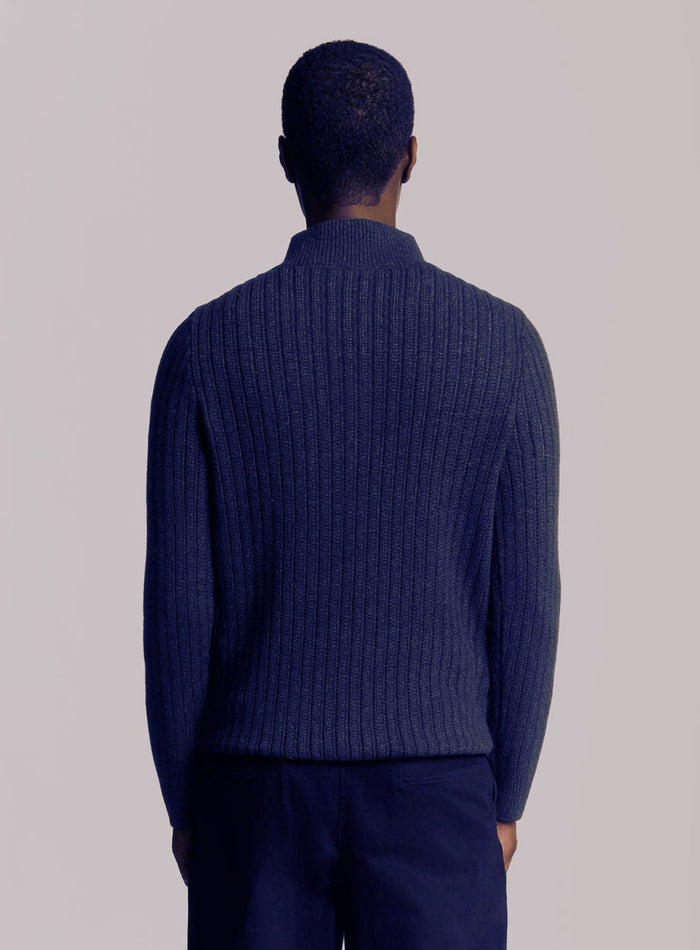 LYLE & SCOTT Ribbed Half Zip Jumper Dark Navy Marl - MAISONDEFASHION.COM