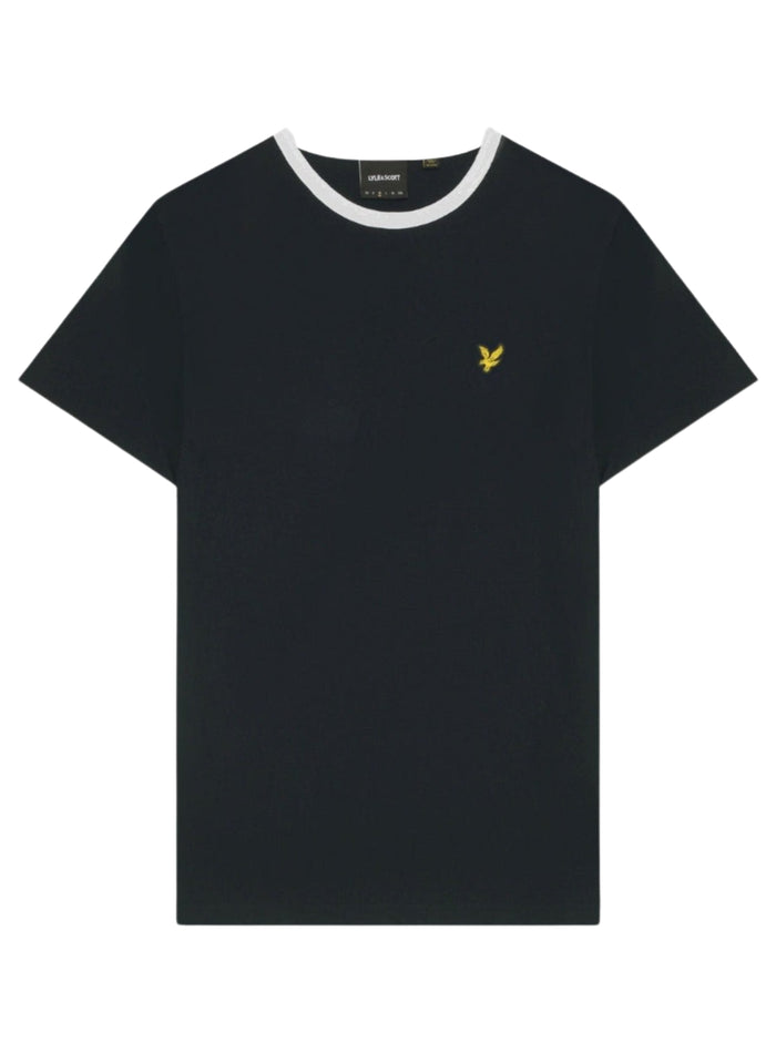 LYLE & SCOTT Ringer Cotton Crew Neck T-Shirt Dark Navy - MAISONDEFASHION.COM