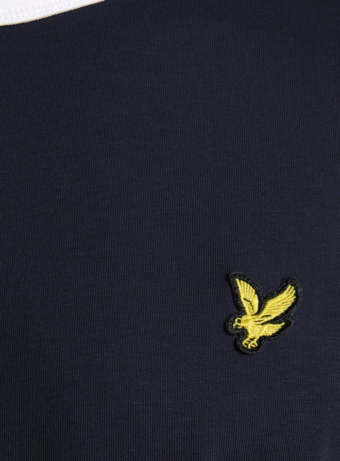 LYLE & SCOTT Ringer Cotton Crew Neck T-Shirt Dark Navy - MAISONDEFASHION.COM