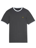 LYLE & SCOTT Ringer Cotton Crew Neck T-Shirt Gunmetal White - MAISONDEFASHION.COM
