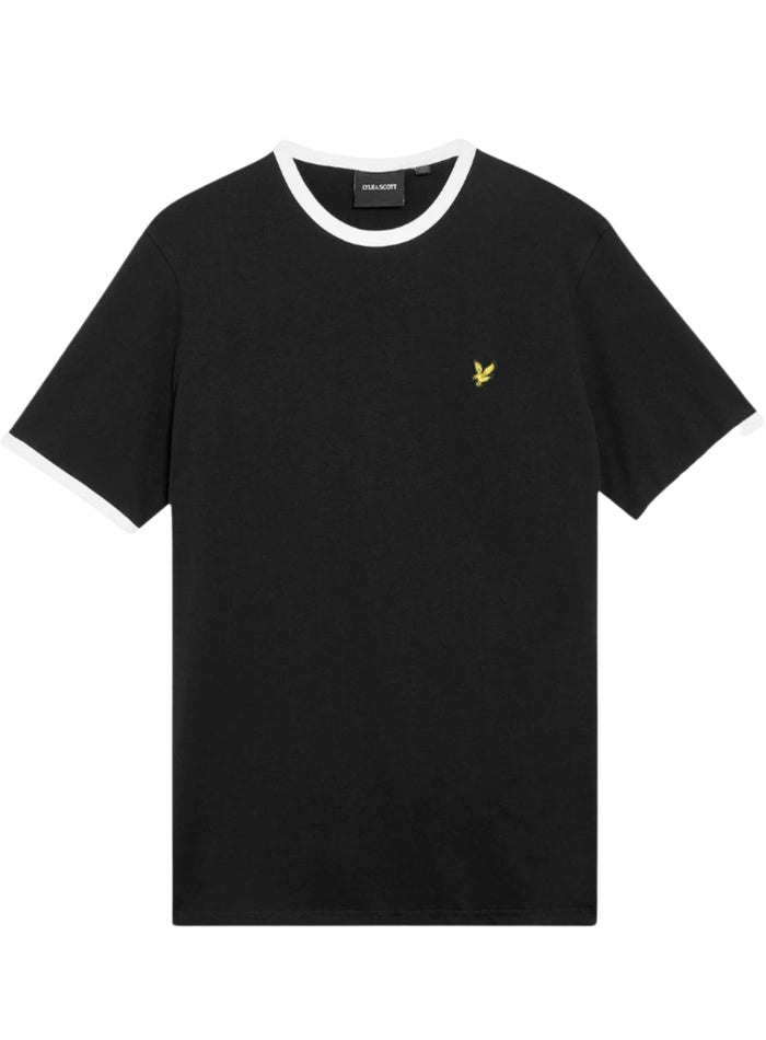 LYLE & SCOTT Ringer Cotton Crew Neck T-Shirt Jet Black - MAISONDEFASHION.COM