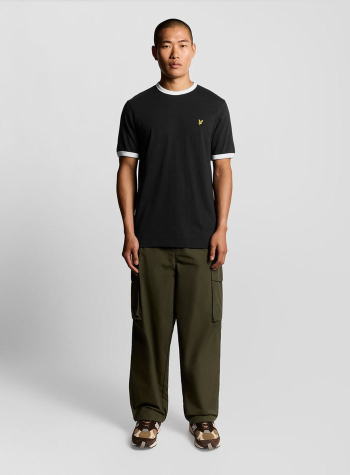 LYLE & SCOTT Ringer Cotton Crew Neck T-Shirt Jet Black - MAISONDEFASHION.COM