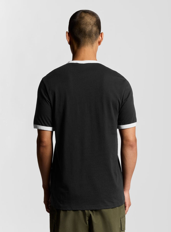 LYLE & SCOTT Ringer Cotton Crew Neck T-Shirt Jet Black - MAISONDEFASHION.COM