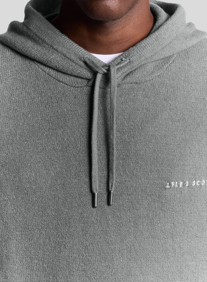 LYLE & SCOTT Script Knitted Hoodie Mid Grey Marl - MAISONDEFASHION.COM