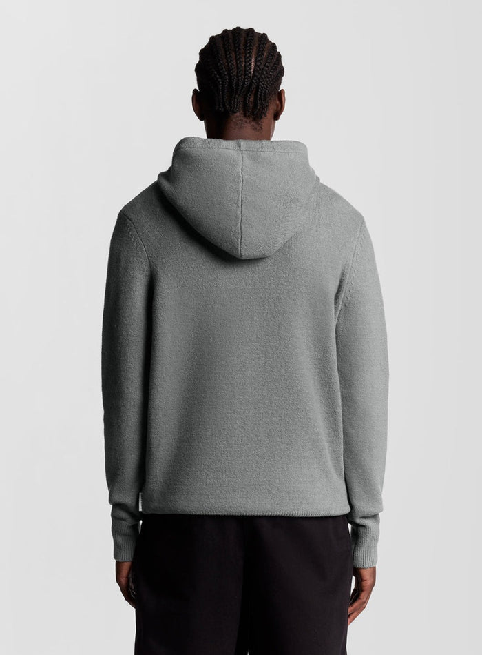 LYLE & SCOTT Script Knitted Hoodie Mid Grey Marl - MAISONDEFASHION.COM