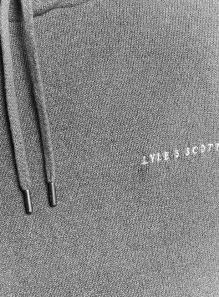 LYLE & SCOTT Script Knitted Hoodie Mid Grey Marl - MAISONDEFASHION.COM