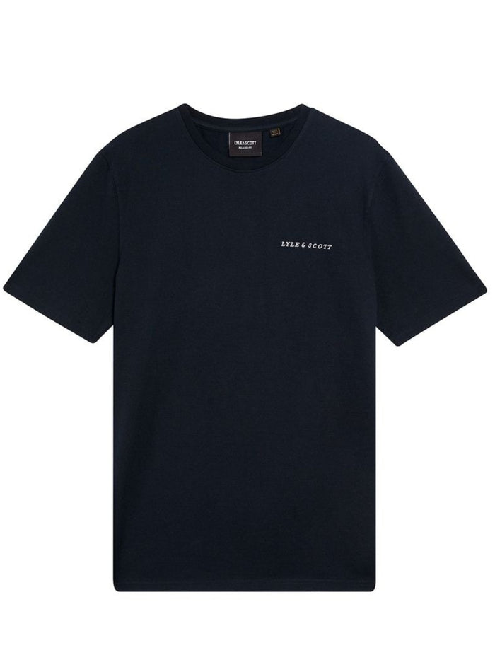LYLE & SCOTT Script Logo Cotton Crew Neck T-Shirt Dark Navy - MAISONDEFASHION.COM