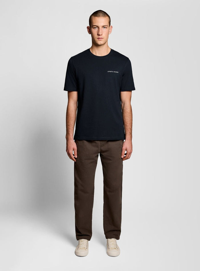 LYLE & SCOTT Script Logo Cotton Crew Neck T-Shirt Dark Navy - MAISONDEFASHION.COM