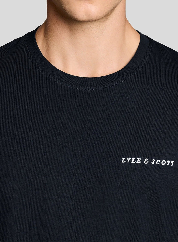 LYLE & SCOTT Script Logo Cotton Crew Neck T-Shirt Dark Navy - MAISONDEFASHION.COM