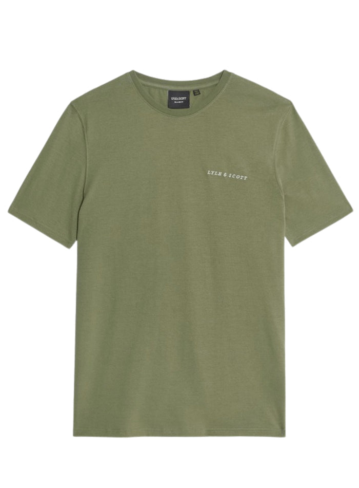 LYLE & SCOTT Script Logo Cotton Crew Neck T-Shirt Fatigue Olive - MAISONDEFASHION.COM