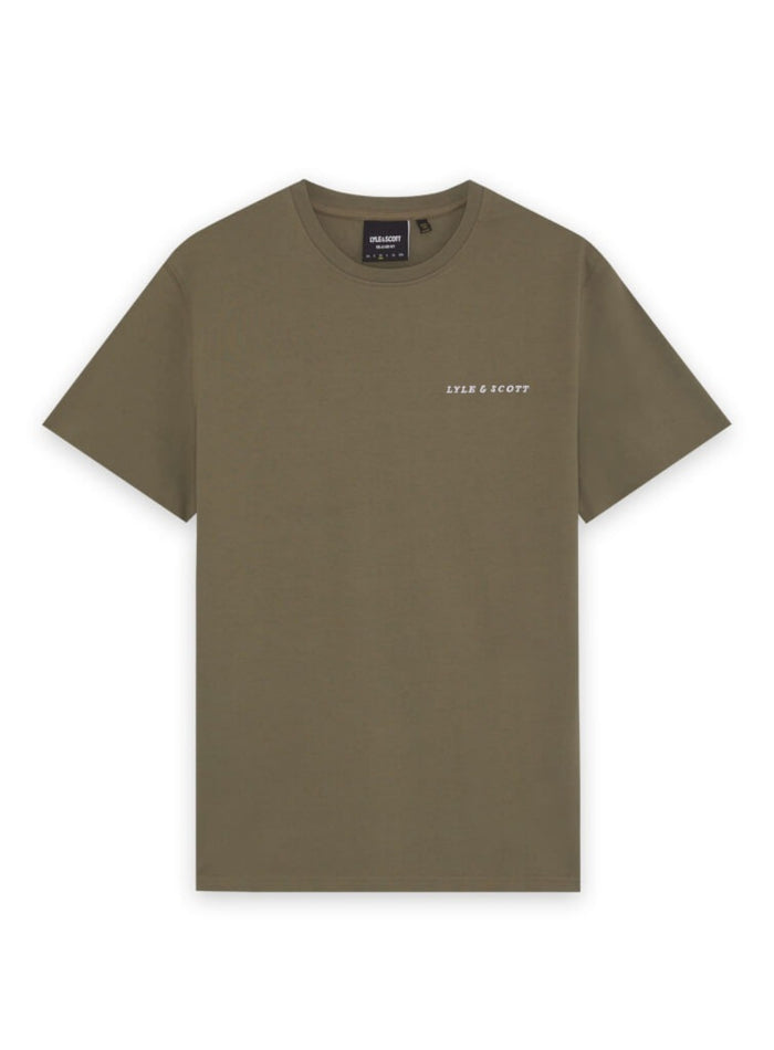 LYLE & SCOTT Script Logo Cotton Crew Neck T-Shirt Khaki Ash - MAISONDEFASHION.COM