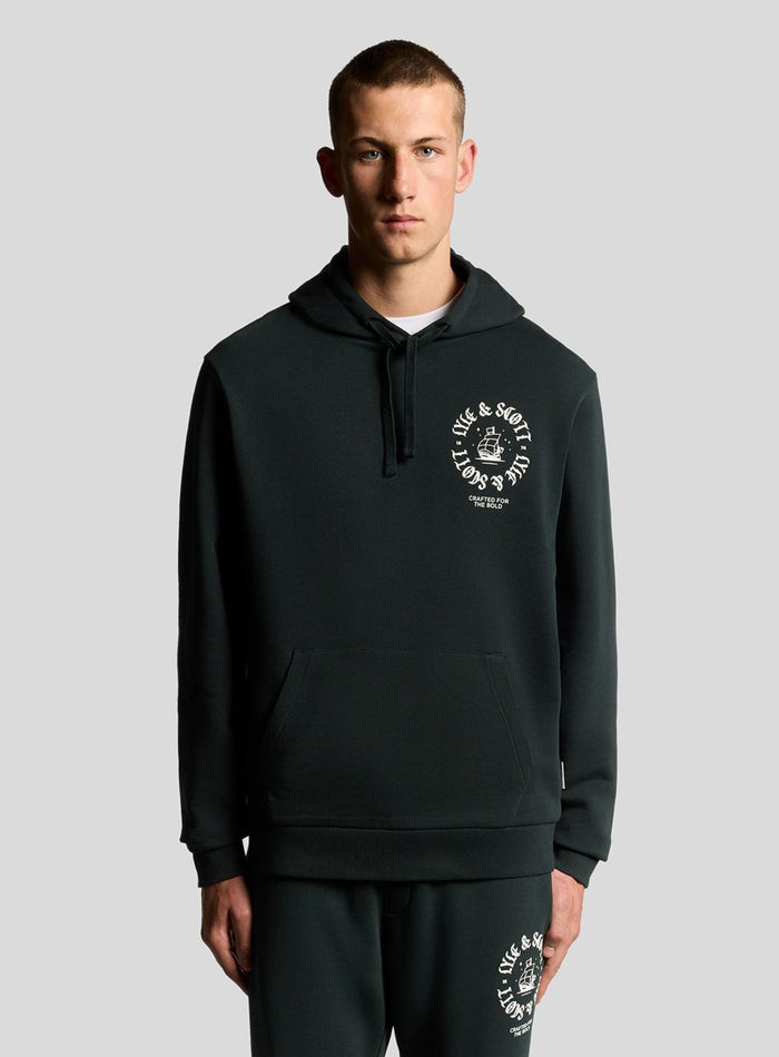 LYLE & SCOTT Ship Insignia Graphic Hoodie Dark Navy - MAISONDEFASHION.COM