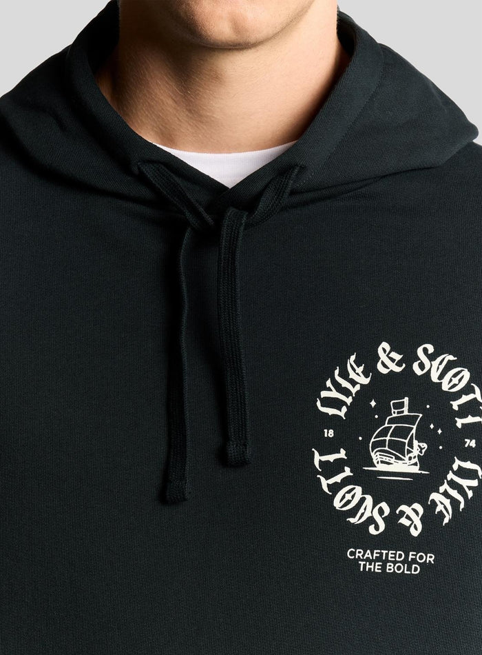 LYLE & SCOTT Ship Insignia Graphic Hoodie Dark Navy - MAISONDEFASHION.COM