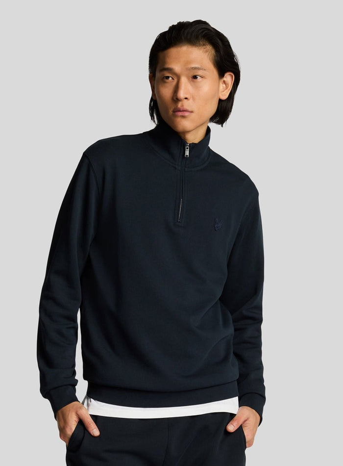 LYLE & SCOTT Superfine Cotton 1/4 Zip Sweatshirt Dark Navy - MAISONDEFASHION.COM