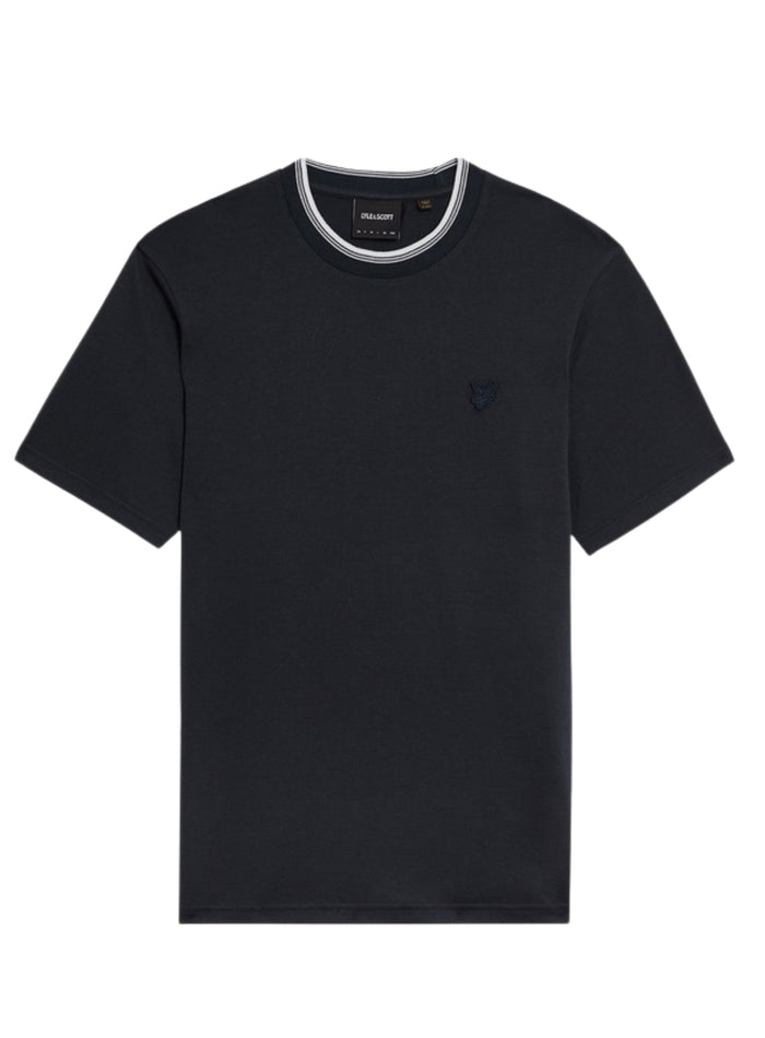 LYLE & SCOTT Superfine Cotton Tipped T-Shirt Dark Navy - MAISONDEFASHION.COM