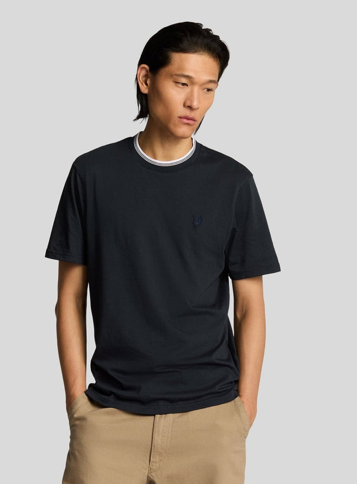 LYLE & SCOTT Superfine Cotton Tipped T-Shirt Dark Navy - MAISONDEFASHION.COM