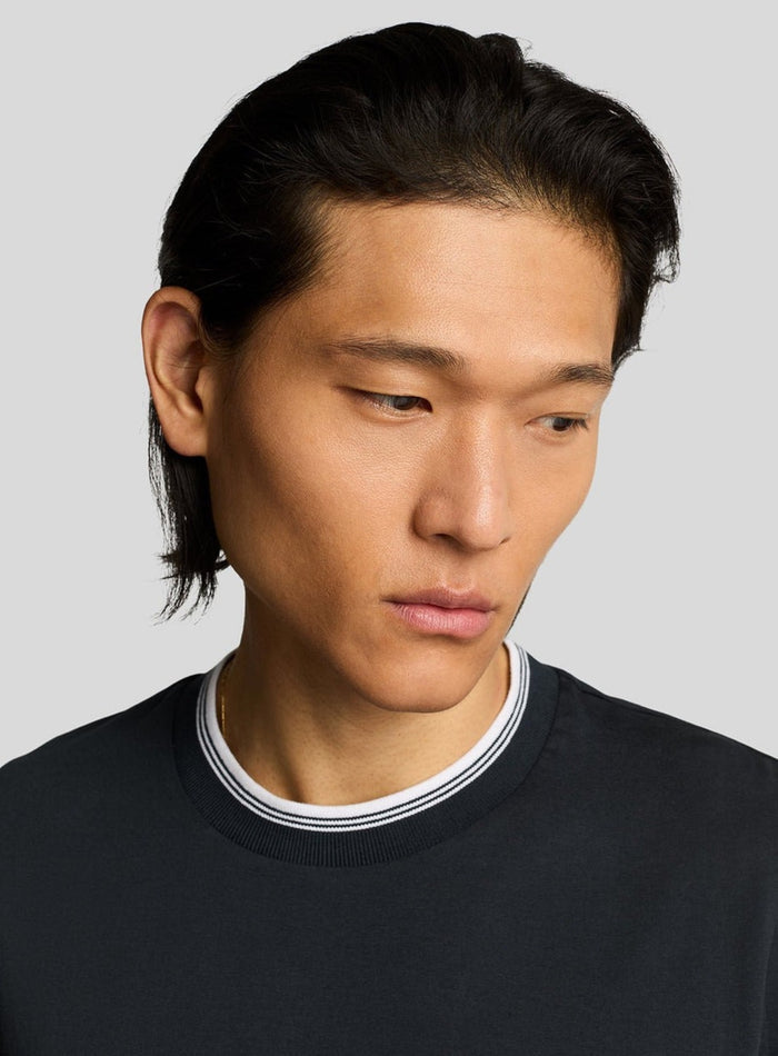 LYLE & SCOTT Superfine Cotton Tipped T-Shirt Dark Navy - MAISONDEFASHION.COM