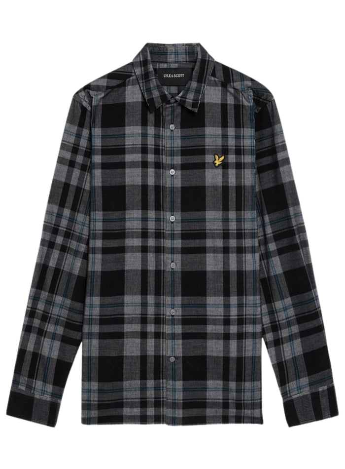 LYLE & SCOTT Tartan Corduroy Shirt Jet Black/ White - MAISONDEFASHION.COM