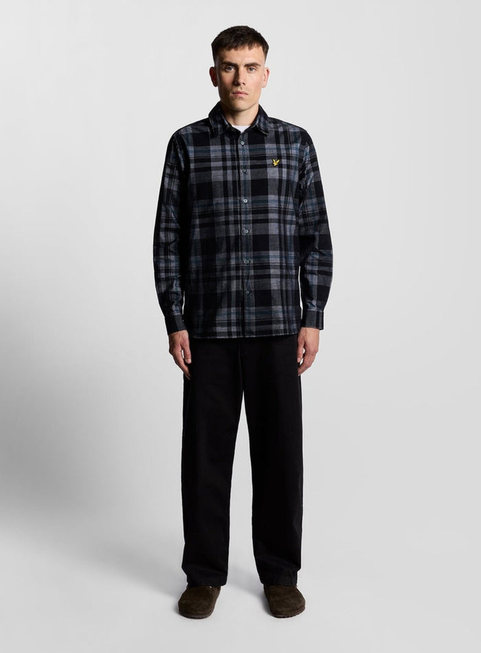 LYLE & SCOTT Tartan Corduroy Shirt Jet Black/ White - MAISONDEFASHION.COM
