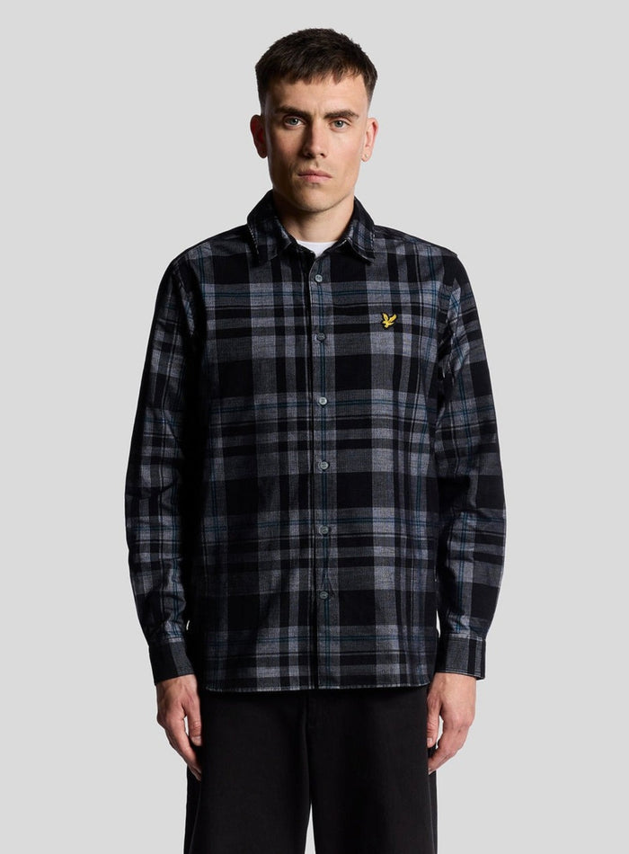 LYLE & SCOTT Tartan Corduroy Shirt Jet Black/ White - MAISONDEFASHION.COM
