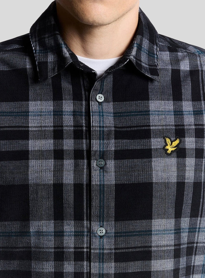 LYLE & SCOTT Tartan Corduroy Shirt Jet Black/ White - MAISONDEFASHION.COM