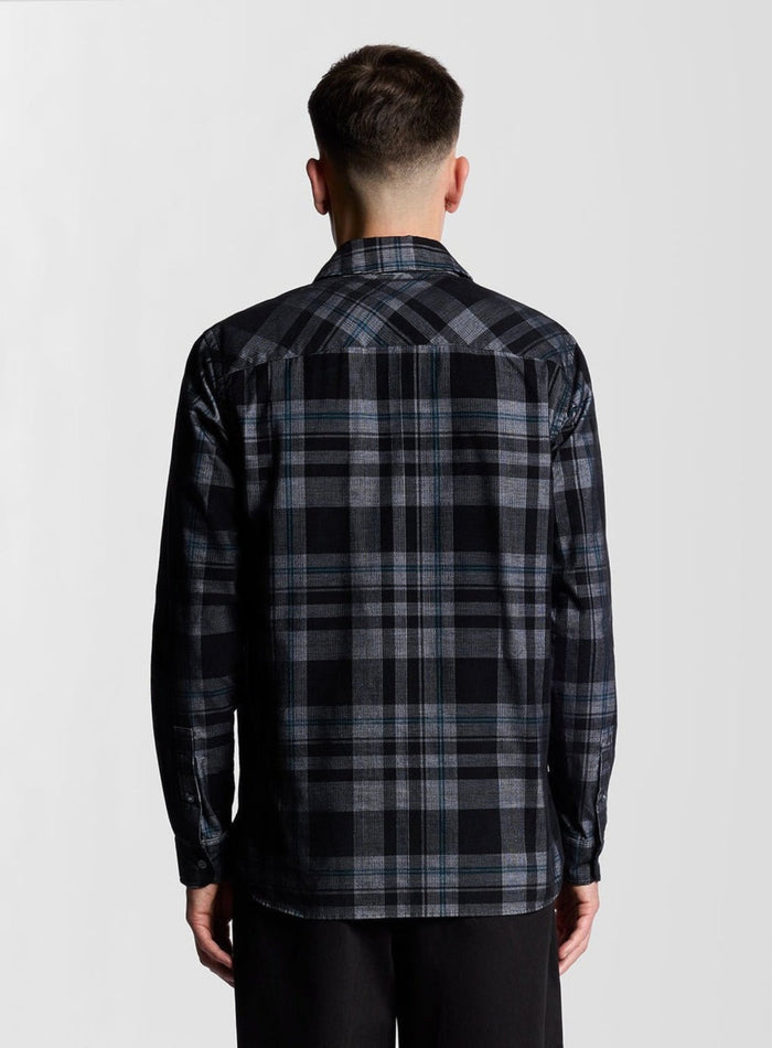 LYLE & SCOTT Tartan Corduroy Shirt Jet Black/ White - MAISONDEFASHION.COM