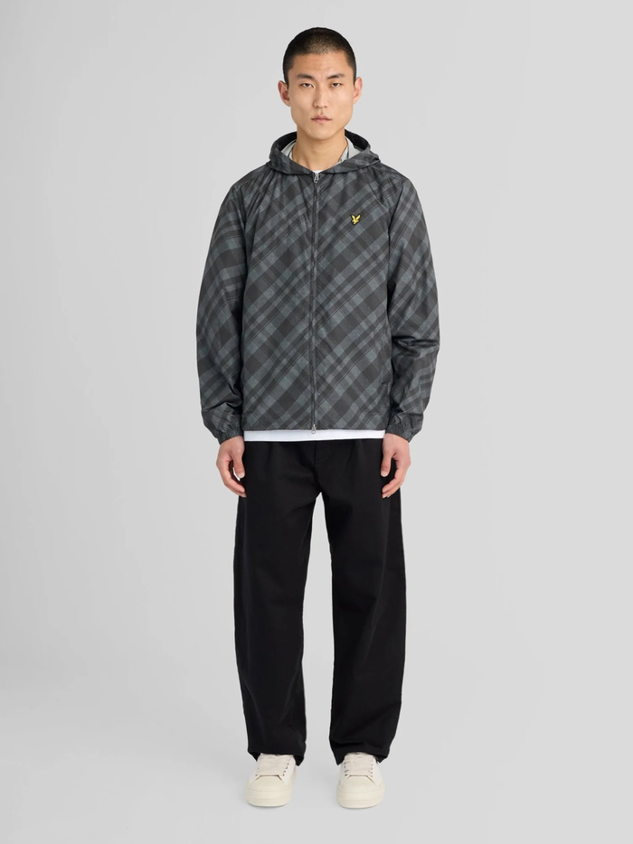 LYLE & SCOTT Tartan Hooded Zip Through Jacket Jet Black